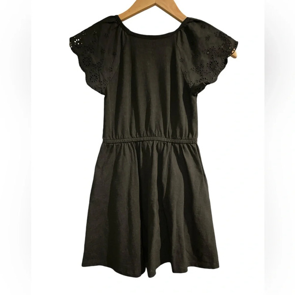 3/$20 Cat & Jack black eyelet lace sleeve dress girls size med 7/8 Like New - Picture 4 of 6